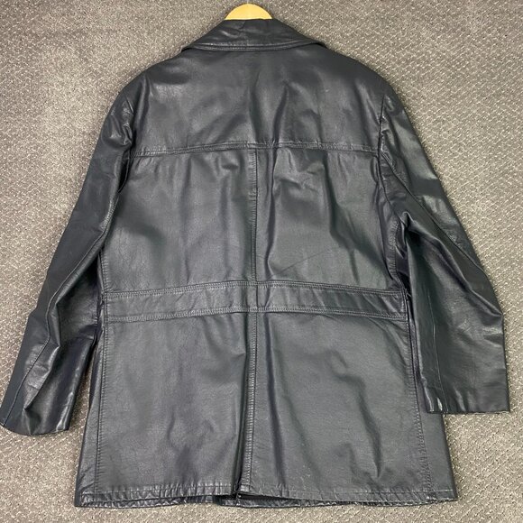 Vintage 70s Sears Leather Jacket Men's 46 Gray Zip In Liner Fight Club - Picture 4 of 15